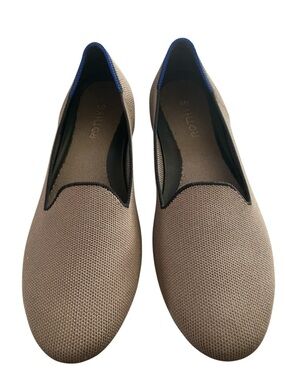 Rothy's Taupe Knit Flats with Blue Accent